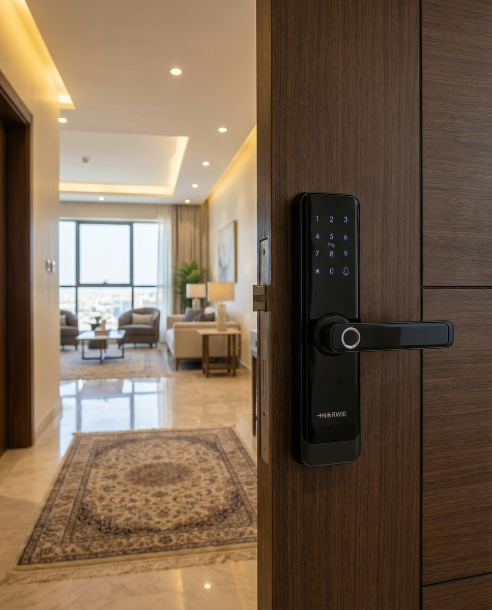 Smart door lock unlocked from smartphone