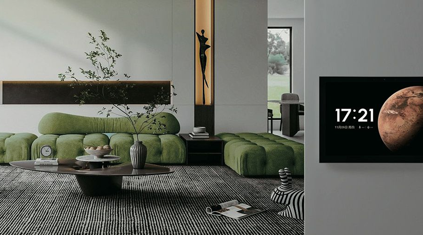 Touch panel in a modern kitchen